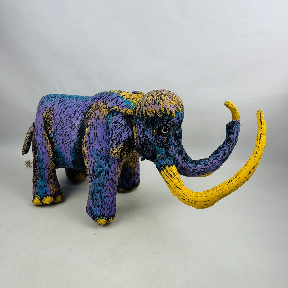 Vintage‎ Applause Woolly Mammoth Purple Yellow Fabric Stuffed Animal 1992